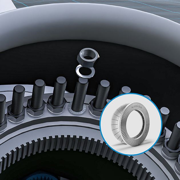 Nord-Lock washers between rotor blades and the hub